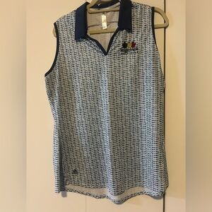 adidas Blue and White Patterned golf Top